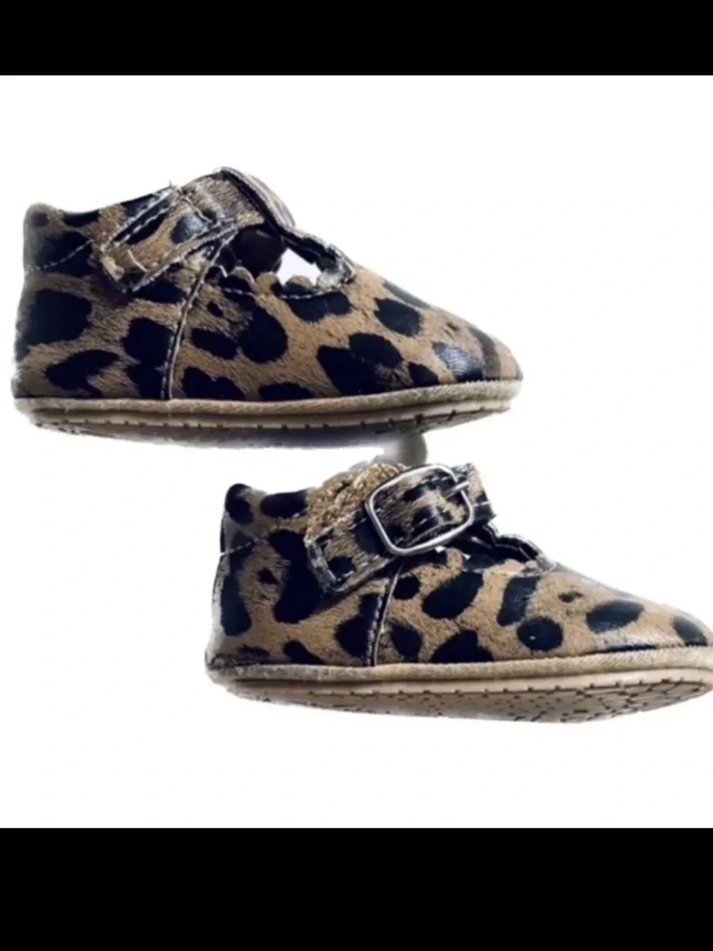 Baby Gap Baby Shoes Soft & Flexible Cheetah Infant  Shoes Velcro Closure.